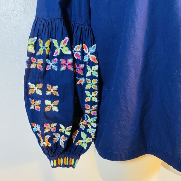 Maeve Sonja Embroidered Blue Top sz 8 - Picture 4 of 10